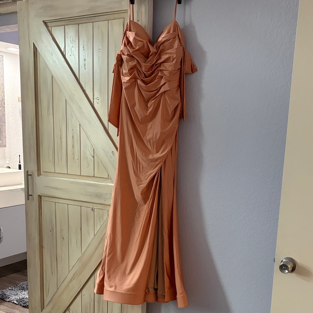 Elegant Strapless Coral Dress